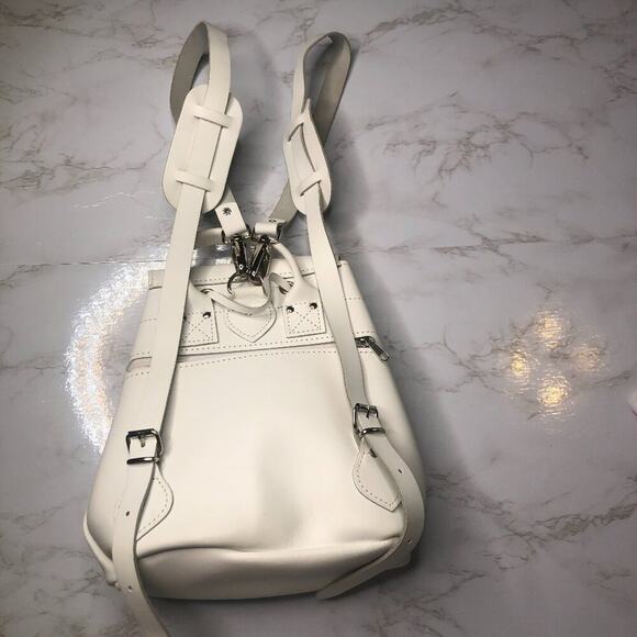 Grafea 100% Leather White Angel Baby Rucksack Backpack with Pom main image 4